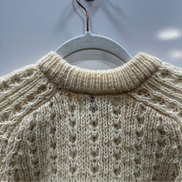 Vintage McRitchie Of Edinburgh 100% Pure Wool Jumper Size L Cream Fisherman - Picture 5 of 9